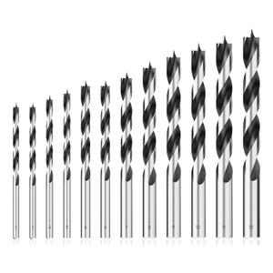 Metric Brad Point Wood Drill Bit Set, 12Pcs Drill Bit Set with Double Flutes Design for Carpenter Woodworking and All Types of Wood (3mm - 12mm)