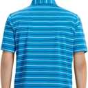 M MAELREG Boys Polo Shirt Short Sleeve Performance Moisture Wicking Dry fit Casual Striped Golf Shirts for Boys (6 Years, Classic Blue Stripe)