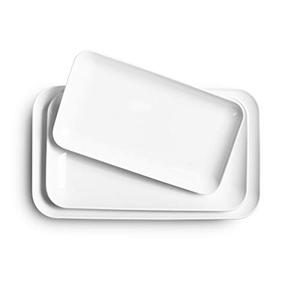 DELLING Large Serving Platter Set 16/14/12inch Large Serving Tray - Rectangular White Serving Trays for Party, Turkey Platter Set of 3, Dinner Parties