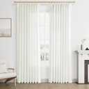 Joywell Linen Pinch Pleated Window Curtains 90 Inch Long,Back Tab Clip Rings Semi Sheer Light Filtering Drapes with Hooks for Bedroom Living Room Decor,W50 x L90,Ivory,2 Panels Set (50"W x 90"L (Pack of 2))