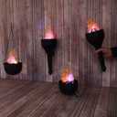4 in 1 Flame Lamp, 3D Artificial Fire Flames Battery Operated Fake Fire Lamp, Realistic Effect Light, Fake Fire Bowl Hanging Flame Light for Stage Club Decor(Black)