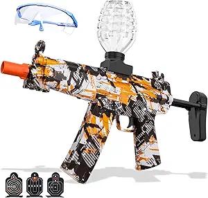 Electric Gel Ball Blaster Gun, Gel Orby Ball Blaster with Pumpable Air, Rechargeable Splat Gun with Top Loading, Automatic Modes for Outdoor Activities and Team Shooting Games, Ages 15+(Orange)