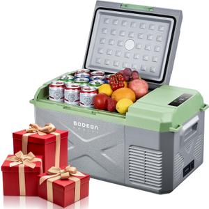 BODEGACOOLER 12 Volt Car Refrigerator, 18 Quart Portable Freezer, Car Fridge -4-68, Compressor Electric Cooler 12/24V DC100-240 Volt AC for Outdoor RV Camping Travel Vehicles Home Use (Grey-Green)