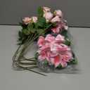 Hotop 20 Pcs Artificial Flowers Easter Velvet Realistic Roses and Latex Lilies Flowers Bouquet Decorations Arrangements for Home Table Centerpieces Wedding Decor(Pink)