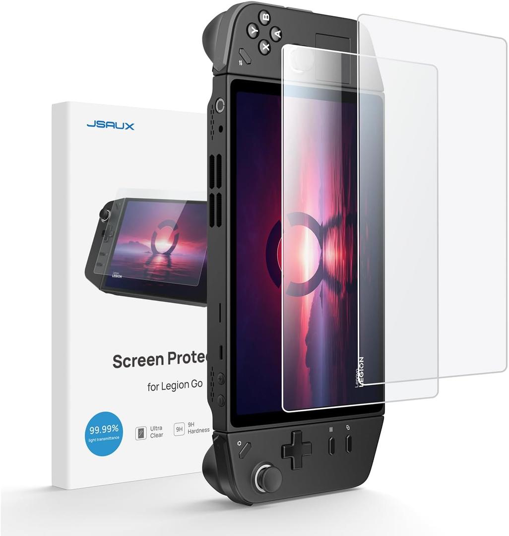 JSAUX 2-Pack Screen Protector for Legion Go, Ultra HD Glass Protector 9H Hardness Edge-to-Edge Scratch Resistant Tempered Glass Compatible with Lenovo Legion Go