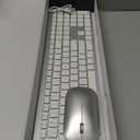 SABLUTE Bluetooth Keyboard and Mouse for Mac  7-Color Backlit, Multi-Device, Rechargeable, Full-Size Wireless Keyboard Mouse Combo with Quiet Scissor-Switch Keys & Tilt Legs for Mac (Silver White)