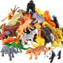 Safari Animals Figures Toys, Realistic Wild Zoo Animal Figurines, Plastic African Jungle Animals Playset for Kids Toddlers, 21Pcs Safari Toys Birthday Gifts for Boys Girls