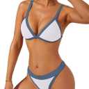 swimall Women's Triangle Bikini Set Sexy Brazilian Sporty Two Piece Swimsuit Cute Bathing Suit (White), S