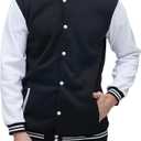 Yuji Itadori Mens Varsity Jacket Baseball Letterman Bomber Jacket Fleece Long Sleeve Coat Casual Clothing (Large, Black)