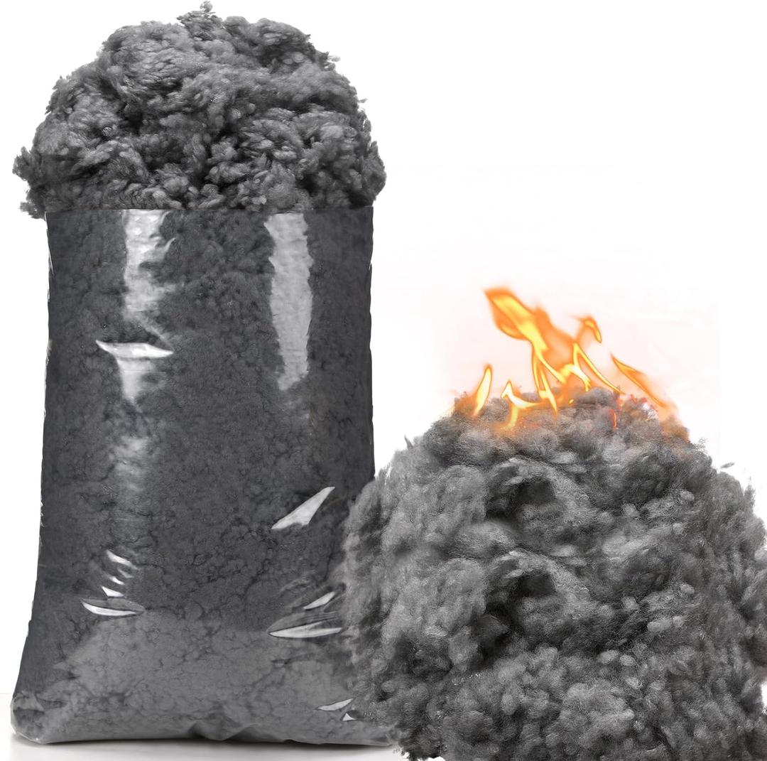 Berlune 1.1 lb Grey Black Polyfill Stuffing Heat Polyester Fiber Fill High Resilience Stuffing for Stuffed Animals, Pillows, DIY Crafts, Crochet