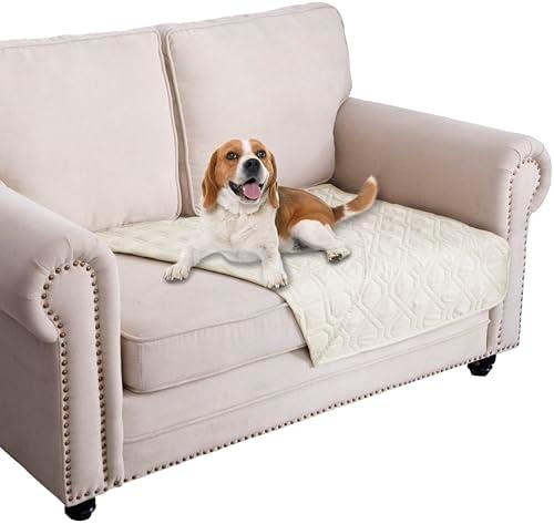 Ameritex Waterproof Blanket Reversible Dog Bed Cover Pet Blanket for Furniture Bed Couch Sofa Ivory