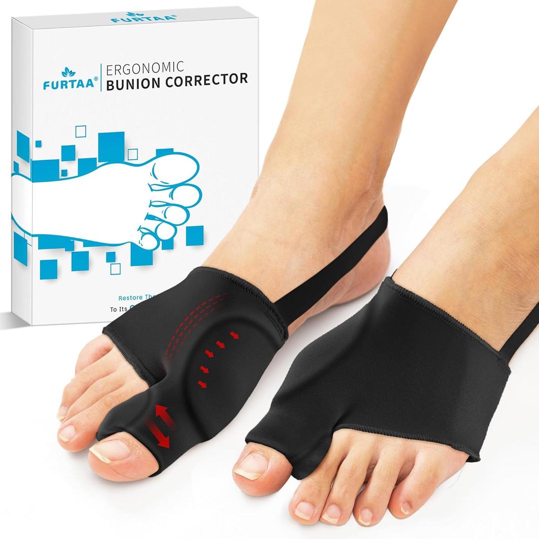 Bunion Corrector for Overlapping big Toes,Big Toe Straightener,Bunion Splint,for Bunion Relief,Hallux Valgus Pain Relief,Comfortable & Breathable. (Black, MIDDLE:MEM(5-7)/WOMEN(7-9))