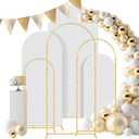Gawicpy Wedding Arch Backdrop Stand Set Metal Arch Backdrop Stand with Wedding Arch Cover, Wedding Balloon Arch Backdrop Stand for Birthday, Baby Shower, Anniversary (White, 4FT+5FT+6FT)