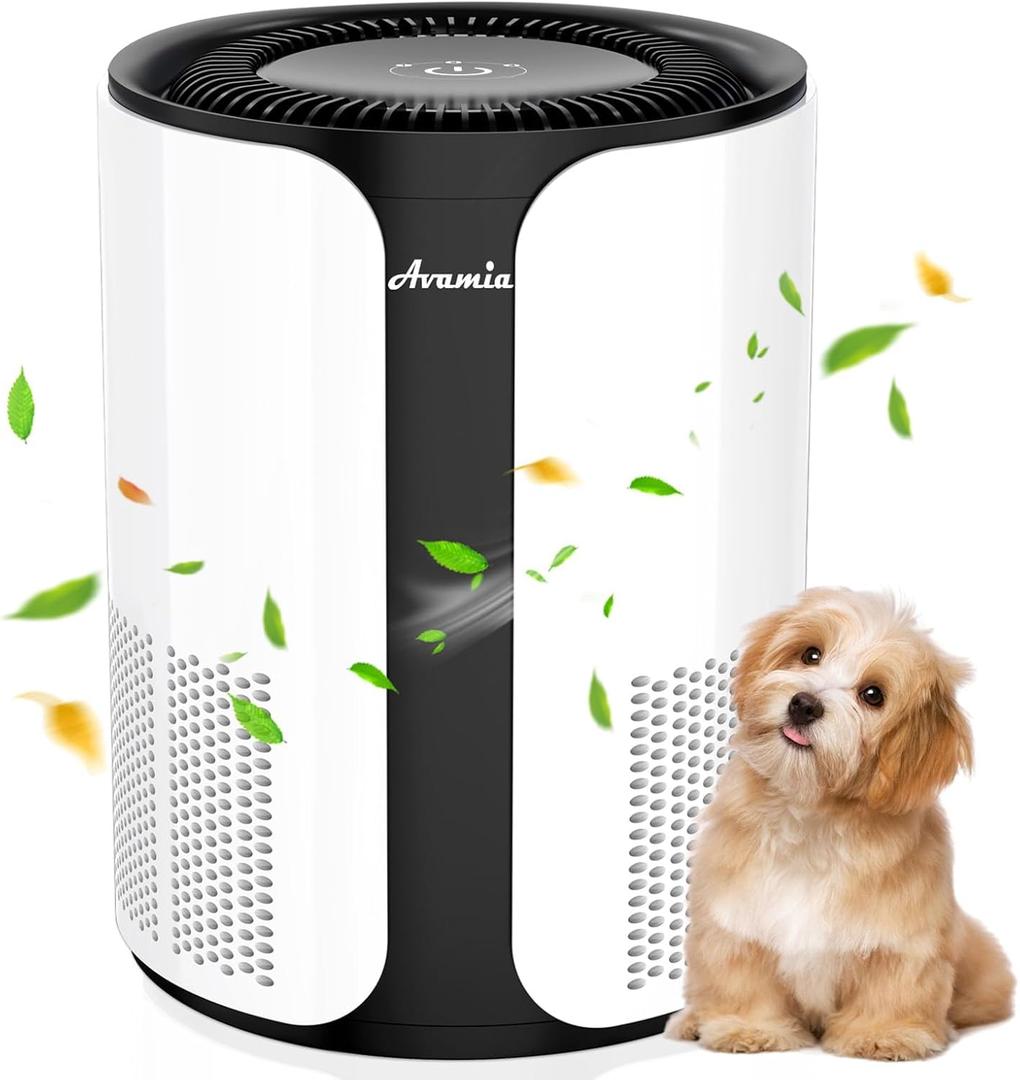 Avamia Air Purifier for Large Rooms up to 1100 Sq Ft, H14 HEPA Filter Air Purifiers for Bedroom with 360 Air Inlet, Compact Portable Cleaner for Pets, Smoke, Dust, Dander, Odor, Pollen