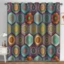Classical Peoples 3D Printed Drapes, Geometric Pattern Living Room Curtains Breathable Insulated Darkening Curtains for Office Kitchen and Cafe Room Nursery - 110'W x 99" L