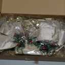 Yinkin Christmas Tree Wreath Bow Christmas Ribbon Bows with Bells 11 x 7.8 in Velvet Pine Cone Bowknot Xmas Tree Hanging Ornaments Decor for Home Xmas Party Outdoor Indoor(Champagne Gold,4 Pcs)