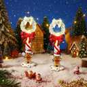 Amyhill 2 Pcs Christmas Lighted Table Decorations 5.3" Resin Gingerbread Figurine Table Centerpiece with Light Streetlights Battery Operated Mini Street Statue for Xmas Micro Landscape Garden