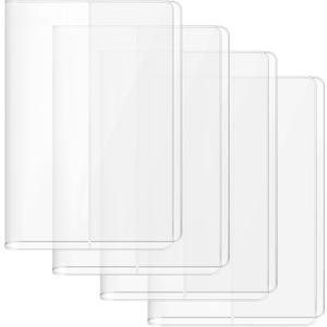 4 Pack A5 Clear Cover, Transparent A5 Jelly Planner Cover Waterproof Notebook Cover Plastic Sleeves Slip on Book Covers for Journal Weeks Planners and Books