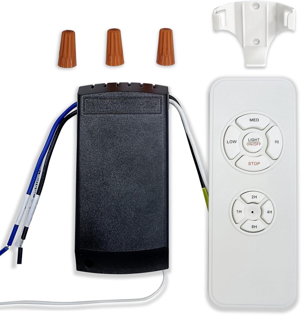 Ceiling Fan Remote Control Kit Universal, 3-in-1Fan Speed, Light, Timer, Timing Wireless Remote Control for Hunter/Harbor Breeze/Westinghouse/Honeywell/Other Ceiling Fan lamp
