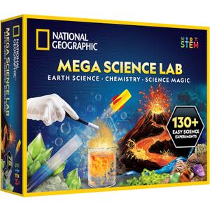National Geographic Mega Science Lab - Kit for Kids with 75 Easy Experiments, Featuring Earth Science, Chemistry Set, and Magic STEM Projects for Boys and Girls