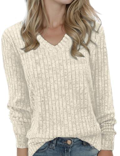 Womens Sweaters Tunics Tops V Neck Long Sleeve Shirt Lightweight Ladies Pullover Sweaters Dressy Casual Fall Winter Spring Trendy Fashion Blouses Tops, Size: XL