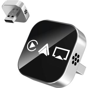 3 in 1 Screen Mirroring Wireless CarPlay Adapte, 2026 Upgraded Wired to Wireless for Apple CarPlay & Android Auto & AirPlay, Mini USB Design Car Play Adapter with Type-C Extension, Plug and Play