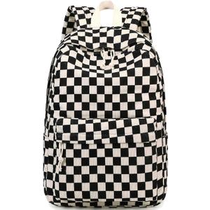 School Backpack for Teen Girls Bookbags Elementary High School Corduroy Laptop Bags Women Travel Daypacks (Corduroy Black White)