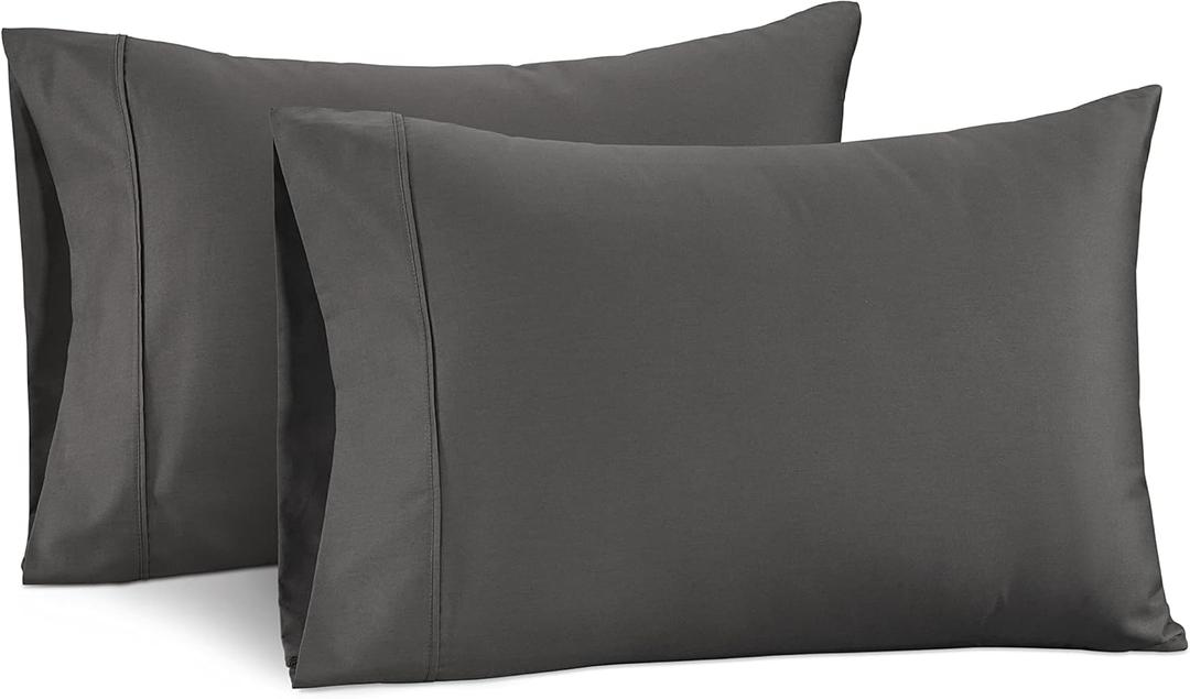 Lane Linen 100% Cotton Pillow Covers, Pillow Cases King Size Set of 2, Fits King Size Pillows, Premium 450 Thread Count Sateen King Size Pillowcases, Soft & Breathable Pillow Covers King - Charcoal