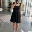 ZESICA Women's 2026 Summer Spaghetti Strap Sleeveless Square Neck Ruffle A Line Swing Mini Dress (Black, M)