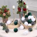 30PCS Velvet Christmas Ball Ornaments Set, 60MM/2.3Inch Shatterproof Flocked Ornaments for Christmas Tree Hanging Decorations, for Home Holiday Party Xmas Decor - White/Grey/Green.