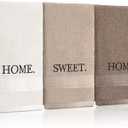FuWeave 3 Pcs Farmhouse Decorative Hand Towels for Bathroom and Kitchen Rustic Embroidered Cotton Hand Towels Decorative Set for Boho Bathroom Decor(Brown,Home,Sweet,Home)