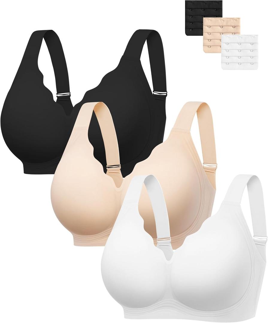Angelhood Plus Size Jelly Bra Push Up Bras for Women Full Coverage Bralette, Minimizer Bras for  Breasts Medium