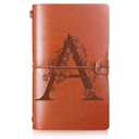 Booson Initial Leather Travel Journal Monogrammed Notebook Appreciation Gifts Refillable Personalized Diary Writing Notepad for Women Graduation Birthday Christmas (A)