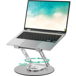 Laptop Stand for Desk Adjustable Computer Stand with 360 Rotating Base Ergonomic Laptop Riser Mount for Desk Foldable Protable Computer Desk Fits with MacBook Pro Air, Round