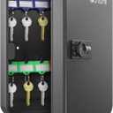 Uniclife 20 Position Key Cabinet with Combination Lock Resettable Black Digital Security Storage Box Steel Key Organizer with Colorful Key Tag Labels Stickers and Hooks