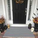 Black and White Striped Outdoor Rug Halloween Door Mat 27.5" x 43" Front Porch Rug Farmhouse Fall Layered Door Welcome Mat for Entryway/Home Entrance/Laundry Room