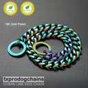 Dog Chain Collars for Dogs Chew Proof Dog Collar, 15mm Thick Color Chain Dog Collar Heavy Duty Stainless Steel Metal Cuban Link Dog Collar for Small Medium Large Dogs (10" ( for Head Circumference 8" to 9.5"))