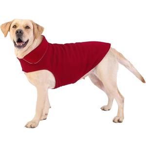 Fleece Dog Coat Winter Pet Jacket Reflective for Cold Weather for Large Medium Small Dogs(Red,M) (M:chest girth 17.3-20.4",body 14")