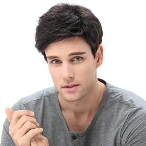 STfantasy Men Short Wigs Male Guy Layered Wavy Halloween Cosplay Anime Party Short Black Mens Wigs (Natural Black)