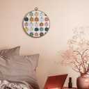 FUGWN Boho Fall Pumpkin Round Wall Art Decor Framed, Autumn Thanksgiving Canvas Artwork Prints, Retro Harvest Pumpkin Wall Hanging Decorations for Home Bedroom Living Room, 10x10 Inch