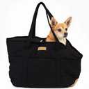 Plush Dog Purse Carrier for Small Dogs, Soft Tote Bag with Safety Harness Clip, Cozy Pet Carrier for Dogs Under 15 lbs, Comfortable Shoulder Carrier for Travel, Black 2.0