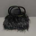 Women's Furry Shoulder Handbags Faux Fur Work Tote Bag for Women Fluffy Satchel Handbags Wristlet Zipper Purses