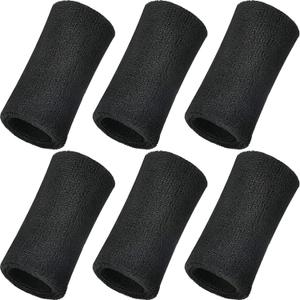 WILLBOND 6 Inch Wrist Sweat Bands for Men Women Tennis Elastic Athletic Long Sweatband Wrist Absorbent for Basketball Tennis Running Outdoor Activity (Black)