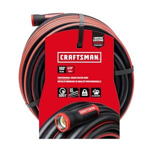 Craftsman Heavy Duty Professional Grade Black Garden Hose, 100 Feet x 5/8 Inch