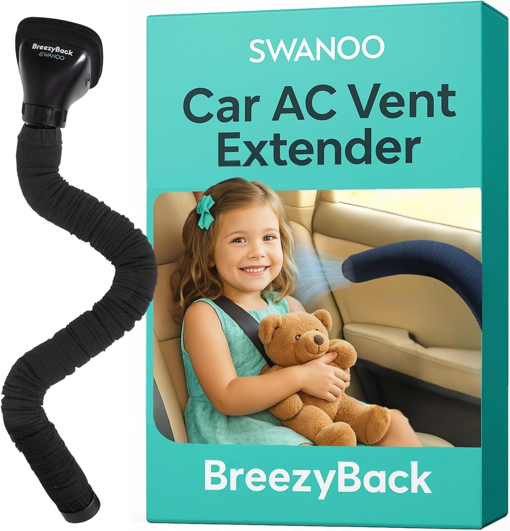 Swanoo Car AC Vent Extender | Air Vent Hose for Backseat | Directs Cool or Hot Air to Kids & Pets | Universal Fit | Extends Up to 10 FT | AC Tube for Baby Car | Back Seat Air Conditioning | BreezyBack