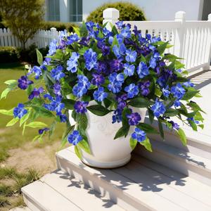 Hommyea Artificial Flowers for Outdoor, 2 Bundles UV Resistant Fake Plants Decoration Realistic Faux Silk Flowers No Fade Plastic Flowers for Outside Planters Home Porch Patio Yard Garden Decor