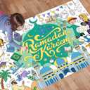 3 x HOWAF Ramadan Mubarak Coloring Poster with 24 (12 Colors) Paint Pens, Eid Mubarak Coloring Poster Banner for Eid Party Decoration Supplies, Ramadan Kareem Party Decor Table Cover Banner