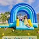 Outfunny Bounce House with Slide, Inflatable Bouncy House for Kids 3-12 w/Ball Pit, Outdoor & Indoor, Bounce Area 8'x8', Capacity 400 lb - Blue
