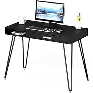 SHW Home Office Computer Hairpin Leg Desk with Drawer, (20D X 40W X 29.5H Inch)