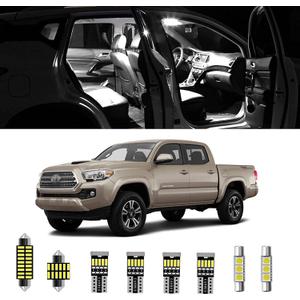 10pcs Tacoma Interior LED Lights Kit Super Bright LED Map Dome Light Bulbs for Toyota Tacoma 2005 2006 2007 2008 2009 2010 2011 2012 2013 2014 2015 2016 2017 2018 2019 2020 2021 2022 all models